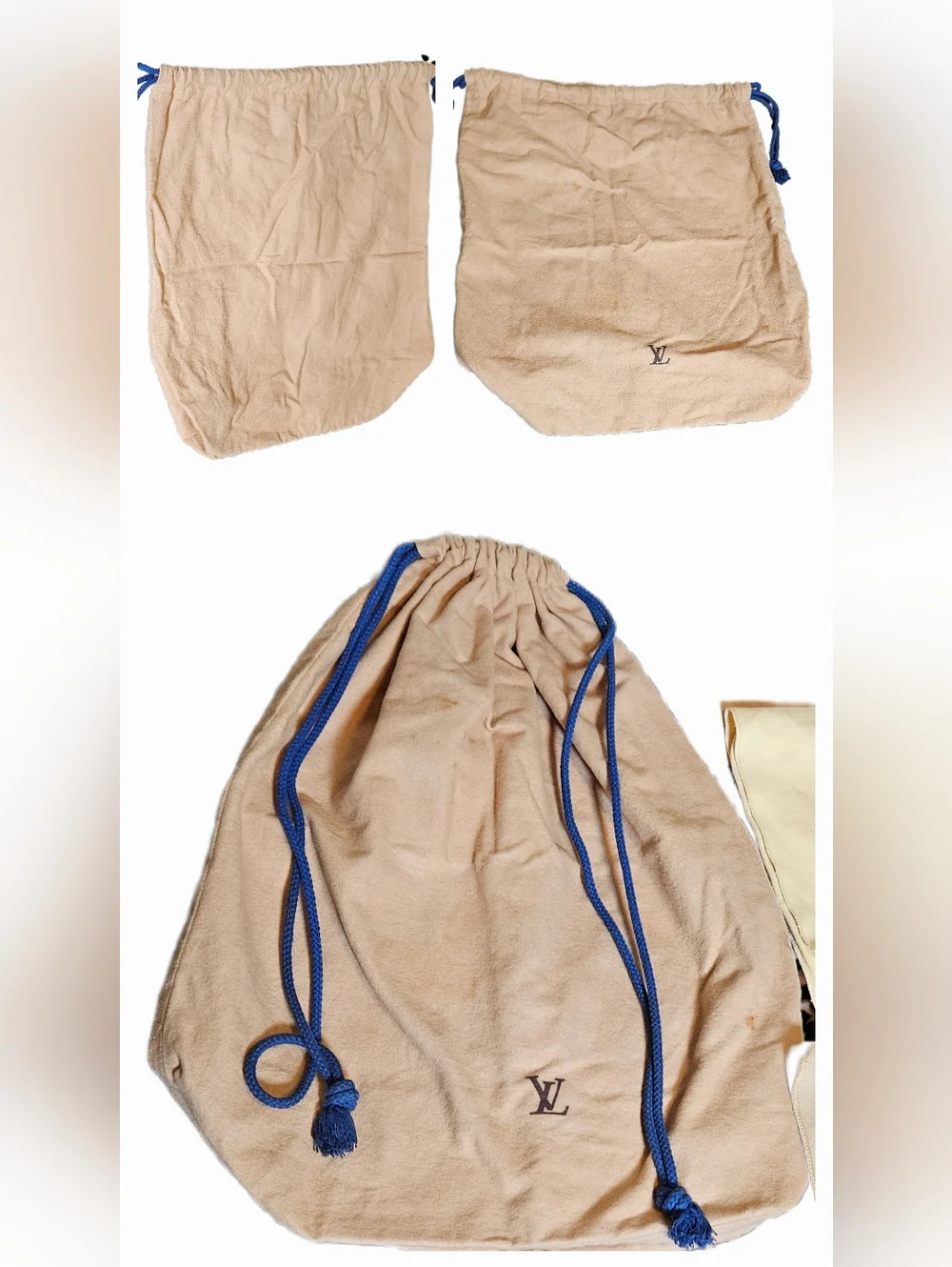 Louis Vuitton 4pc Dust Bag Bundle XL Large Keepall Neverfull Handbag Storage